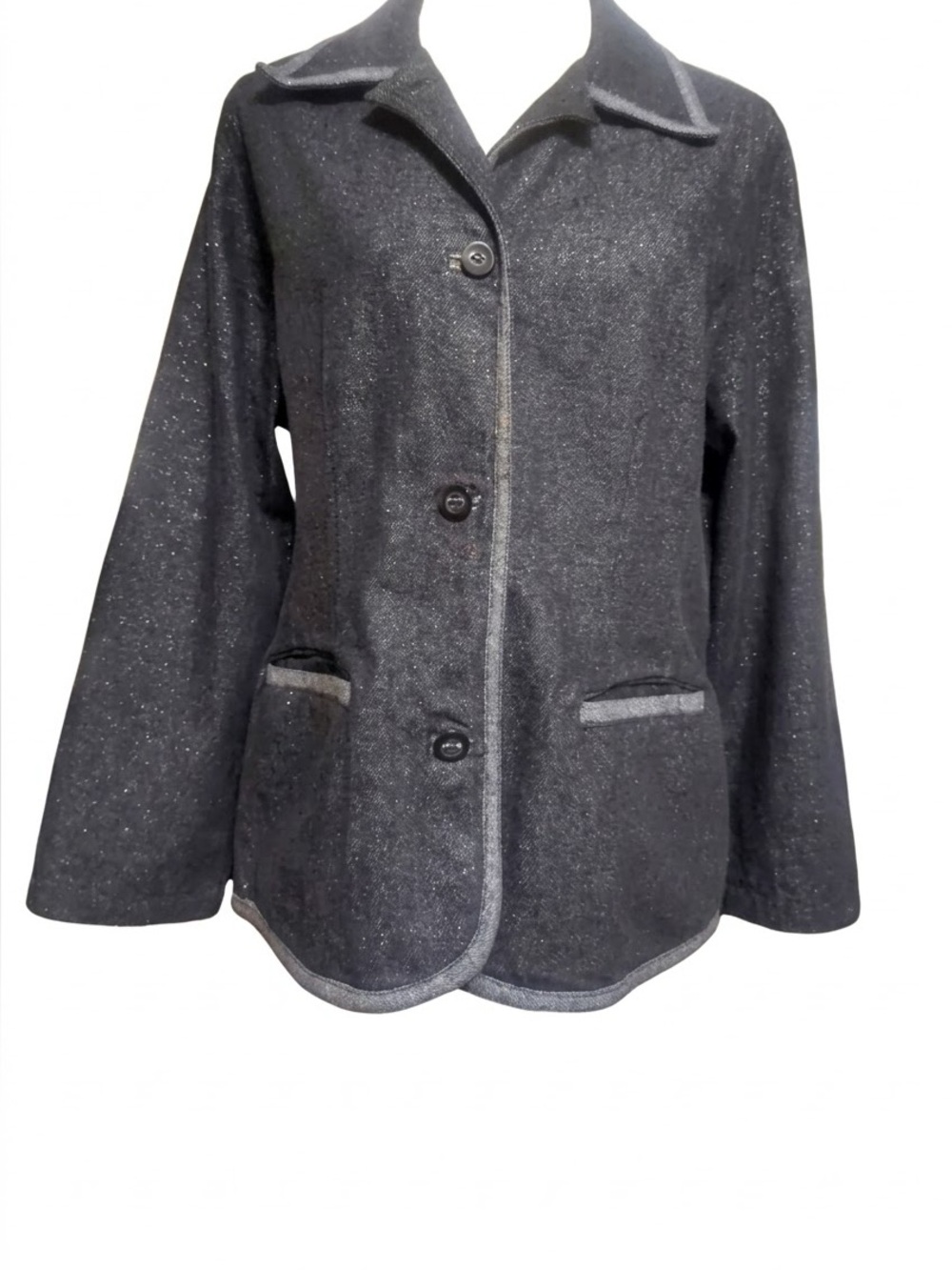 Susan Bristol White Label Vintage Y2K Shimmer Denim Blazer